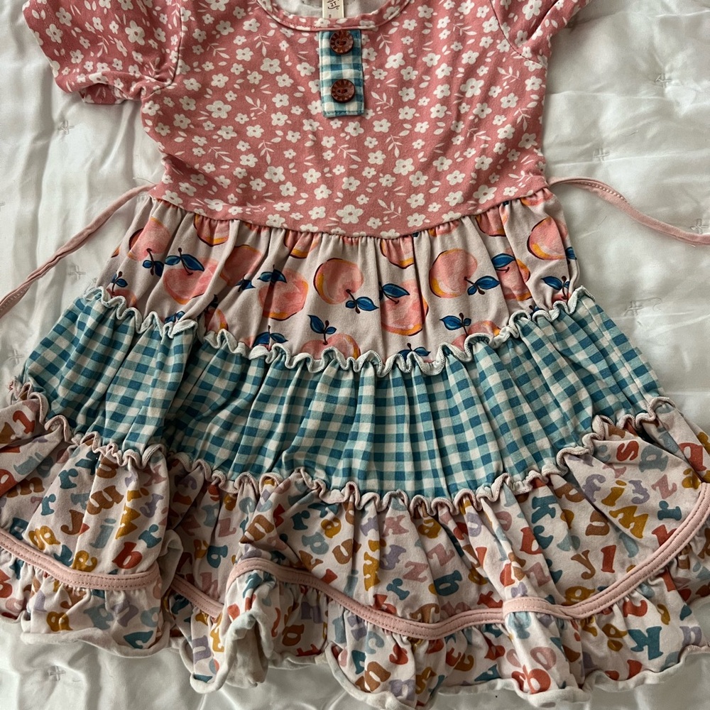 Matilda Jane Pink Floral and Blue Checkered Kids Dress